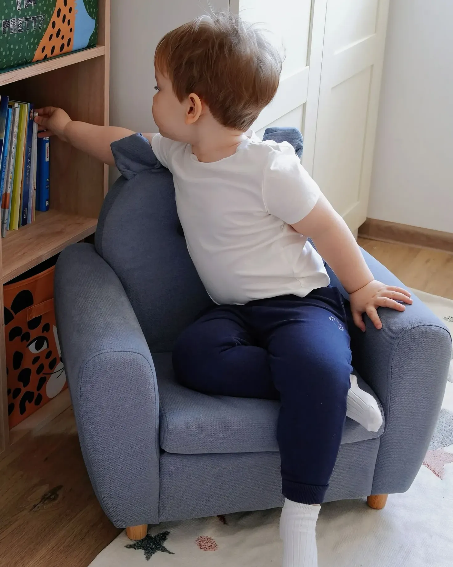 Poltrona per Bambini Ippopotamo MARIBO Tessuto Blu