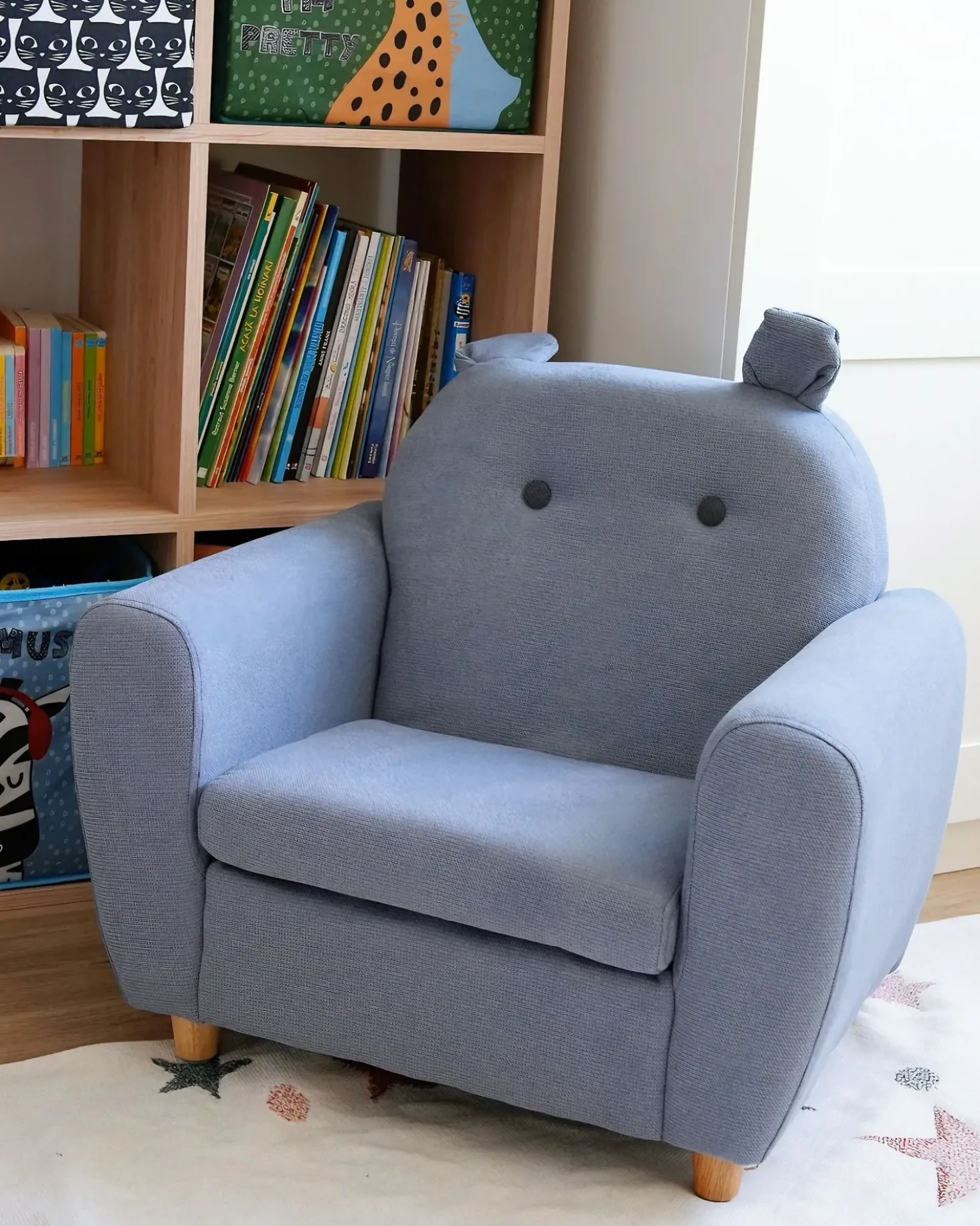Poltrona per Bambini Ippopotamo MARIBO Tessuto Blu