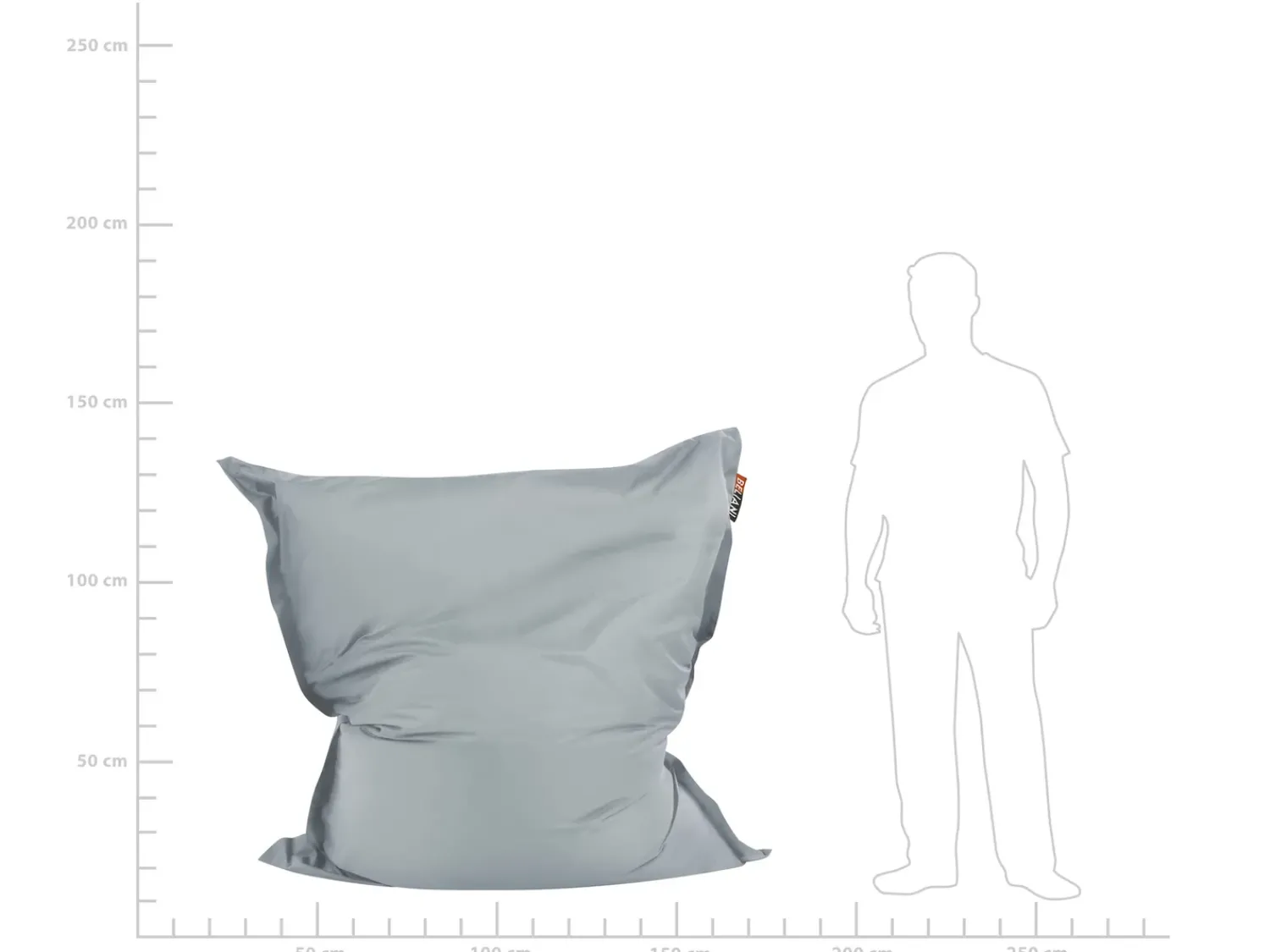 Beliani Poltrona sacco 300 L FUZZY 140 cm 180 cm chiaro Grigio