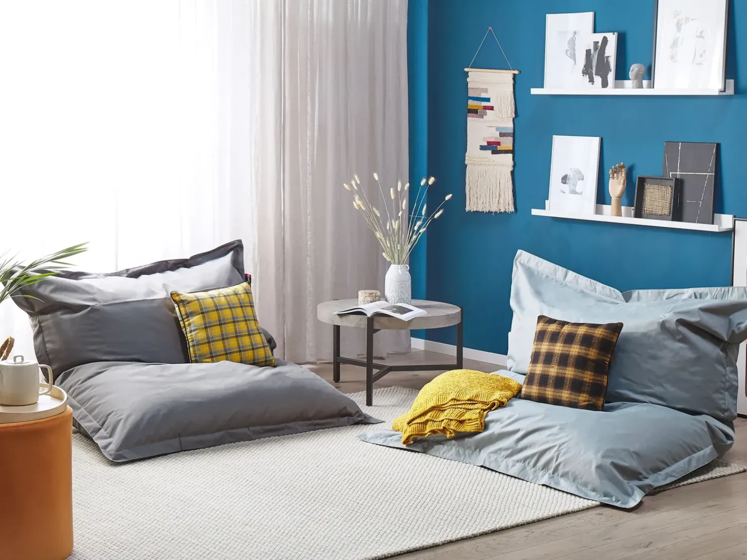 Beliani Poltrona sacco 300 L FUZZY 140 cm 180 cm chiaro Grigio