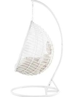 Clearance Beliani Poltrona sospesa con supporto da pavimento FANO Rattan sintetico (PE) Bianco