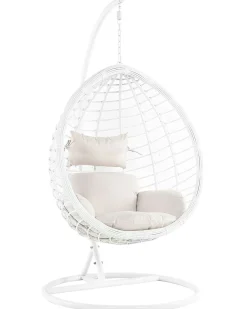 Clearance Beliani Poltrona sospesa con supporto da pavimento FANO Rattan sintetico (PE) Bianco