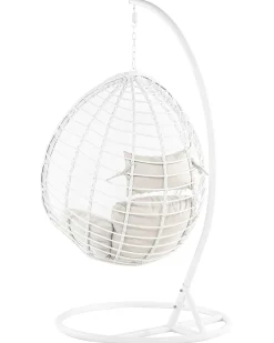 Clearance Beliani Poltrona sospesa con supporto da pavimento FANO Rattan sintetico (PE) Bianco