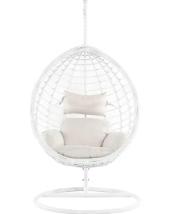 Clearance Beliani Poltrona sospesa con supporto da pavimento FANO Rattan sintetico (PE) Bianco