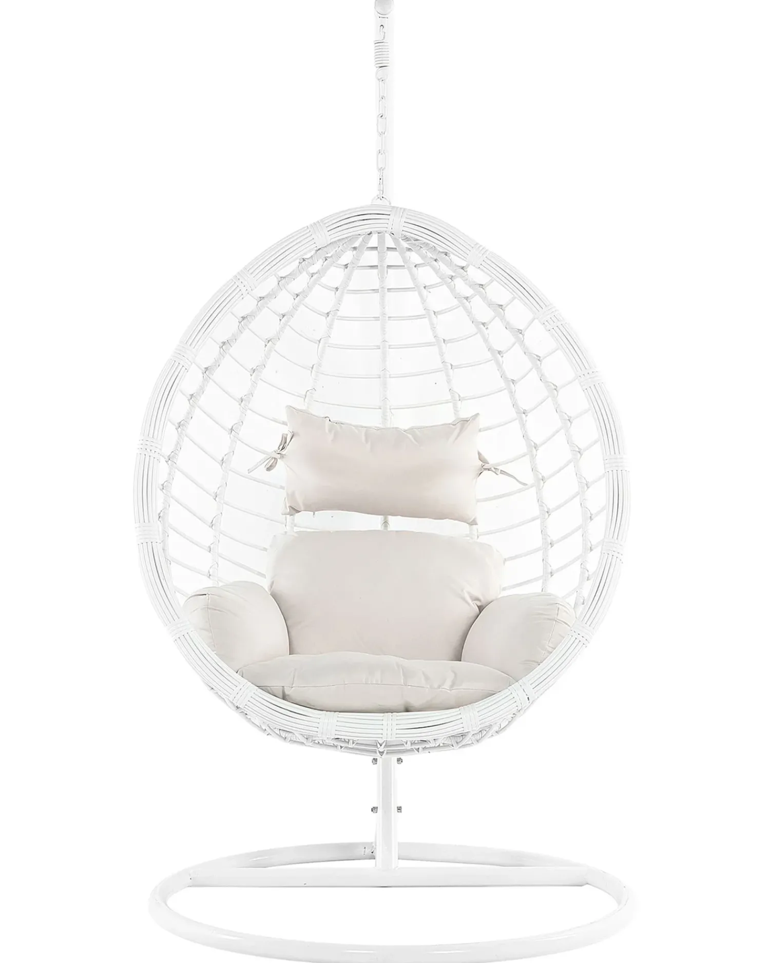 Clearance Beliani Poltrona sospesa con supporto da pavimento FANO Rattan sintetico (PE) Bianco