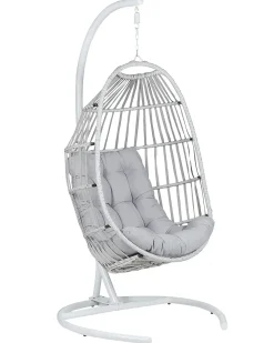 Outlet Beliani Poltrona sospesa con supporto da pavimento SESIA Rattan sintetico (PE) chiaro Grigio