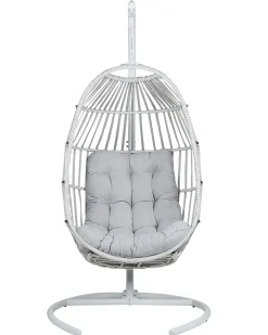 Outlet Beliani Poltrona sospesa con supporto da pavimento SESIA Rattan sintetico (PE) chiaro Grigio