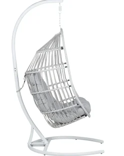 Outlet Beliani Poltrona sospesa con supporto da pavimento SESIA Rattan sintetico (PE) chiaro Grigio