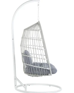 Sale Beliani Poltrona sospesa con supporto da pavimento ALLERA Metallo Bianco Bianco Grigio