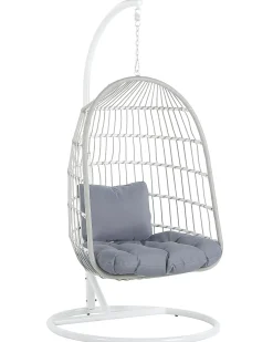 Sale Beliani Poltrona sospesa con supporto da pavimento ALLERA Metallo Bianco Bianco Grigio