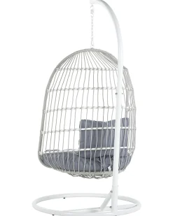 Sale Beliani Poltrona sospesa con supporto da pavimento ALLERA Metallo Bianco Bianco Grigio