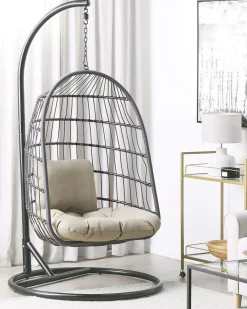 Sale Beliani Poltrona sospesa con supporto da pavimento ALLERA Metallo Nero Grigio Nero