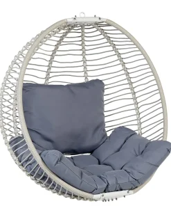 Outlet Beliani Poltrona sospesa con supporto da pavimento ARCO Metallo Bianco Bianco Grigio