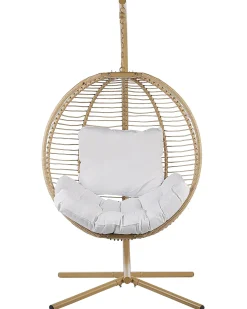Sale Beliani Poltrona sospesa con supporto da pavimento ARCO Metallo Beige Beige Bianco