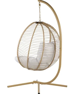Sale Beliani Poltrona sospesa con supporto da pavimento ARCO Metallo Beige Beige Bianco