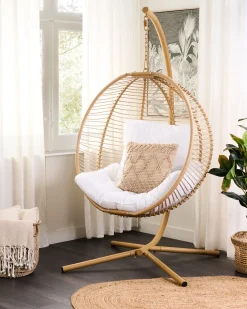 Sale Beliani Poltrona sospesa con supporto da pavimento ARCO Metallo Beige Beige Bianco