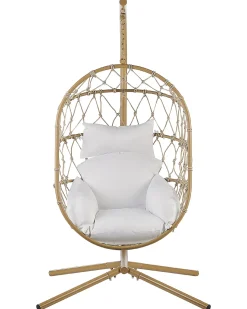 Outlet Beliani Poltrona sospesa con supporto da pavimento ADRIA Metallo Beige Beige Bianco