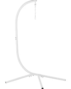 Online Beliani Poltrona sospesa con supporto da pavimento ADRIA Metallo Bianco Bianco Grigio