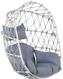 Online Beliani Poltrona sospesa con supporto da pavimento ADRIA Metallo Bianco Bianco Grigio
