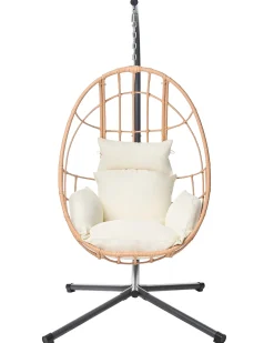 Clearance Beliani Poltrona sospesa con supporto da pavimento MALCESINE Metallo Naturale Beige Naturale Grigio