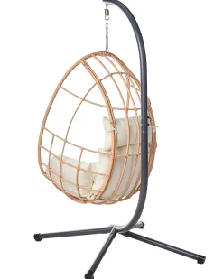 Clearance Beliani Poltrona sospesa con supporto da pavimento MALCESINE Metallo Naturale Beige Naturale Grigio