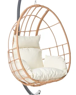 Clearance Beliani Poltrona sospesa con supporto da pavimento MALCESINE Metallo Naturale Beige Naturale Grigio