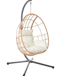 Clearance Beliani Poltrona sospesa con supporto da pavimento MALCESINE Metallo Naturale Beige Naturale Grigio