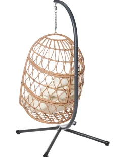 Outlet Beliani Poltrona sospesa con supporto da pavimento MONTALCINO Metallo Naturale Beige Naturale Nero