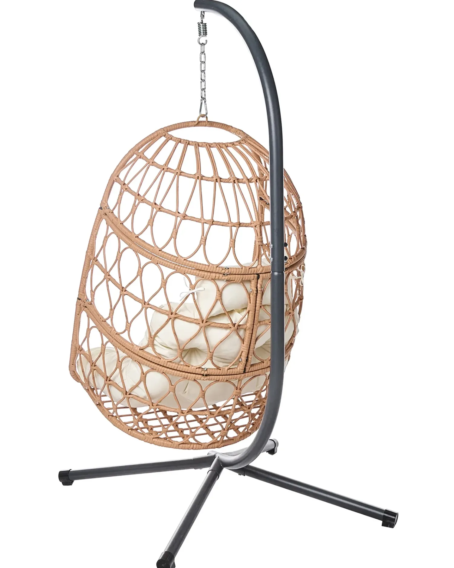 Outlet Beliani Poltrona sospesa con supporto da pavimento MONTALCINO Metallo Naturale Beige Naturale Nero