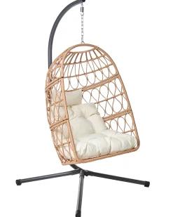 Outlet Beliani Poltrona sospesa con supporto da pavimento MONTALCINO Metallo Naturale Beige Naturale Nero