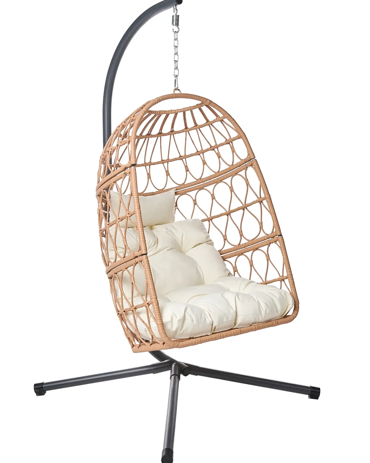 Outlet Beliani Poltrona sospesa con supporto da pavimento MONTALCINO Metallo Naturale Beige Naturale Nero