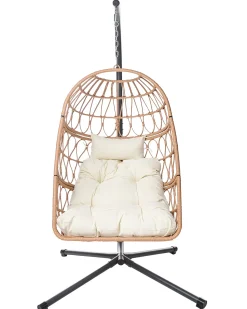 Outlet Beliani Poltrona sospesa con supporto da pavimento MONTALCINO Metallo Naturale Beige Naturale Nero