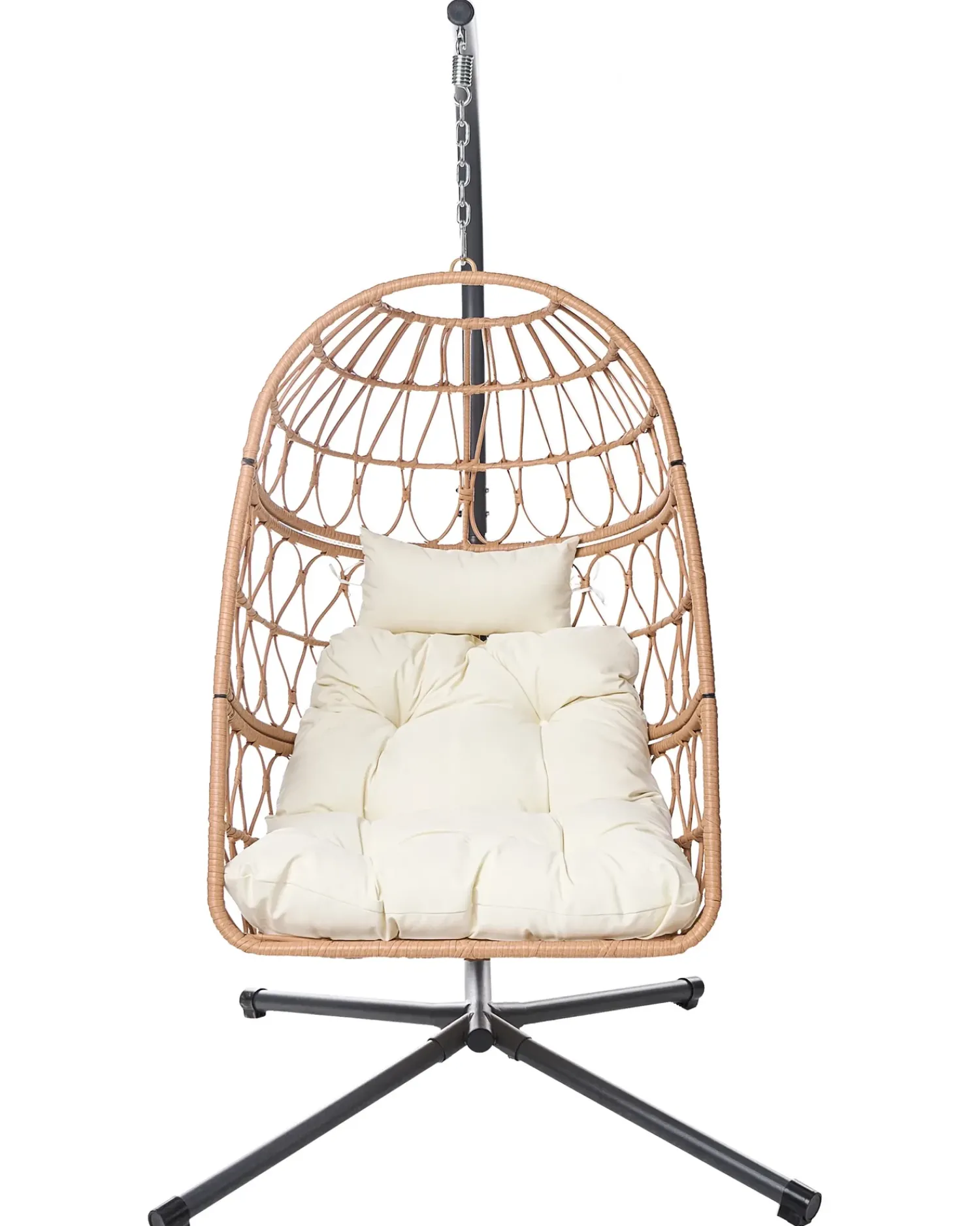 Outlet Beliani Poltrona sospesa con supporto da pavimento MONTALCINO Metallo Naturale Beige Naturale Nero