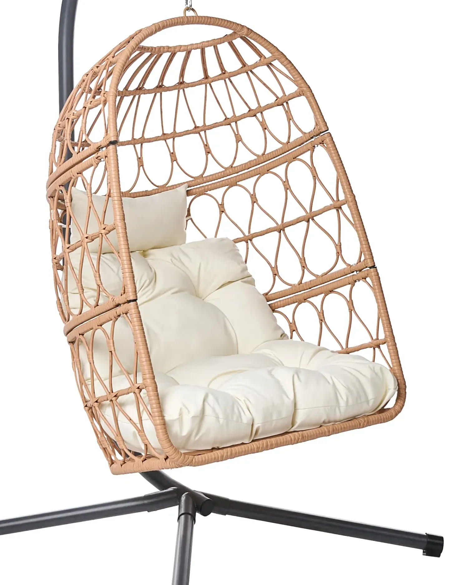 Outlet Beliani Poltrona sospesa con supporto da pavimento MONTALCINO Metallo Naturale Beige Naturale Nero
