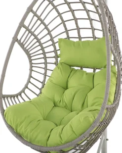 Outlet Beliani Poltrona sospesa con supporto da pavimento ARPINO Rattan sintetico (PE) Beige Beige Naturale Verde