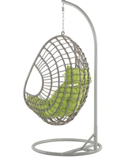 Outlet Beliani Poltrona sospesa con supporto da pavimento ARPINO Rattan sintetico (PE) Beige Beige Naturale Verde