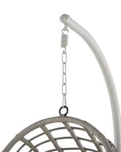 Outlet Beliani Poltrona sospesa con supporto da pavimento ARPINO Rattan sintetico (PE) Beige Beige Naturale Verde