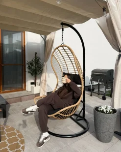 Online Beliani PINETO Rattan sintetico (PE) Naturale Marrone Nero