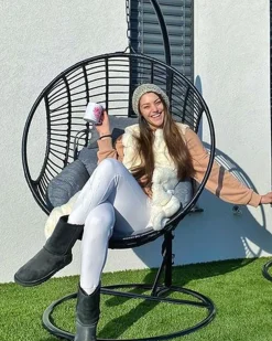 Online Beliani ASPIO Rattan sintetico (PE) Nero Grigio Nero