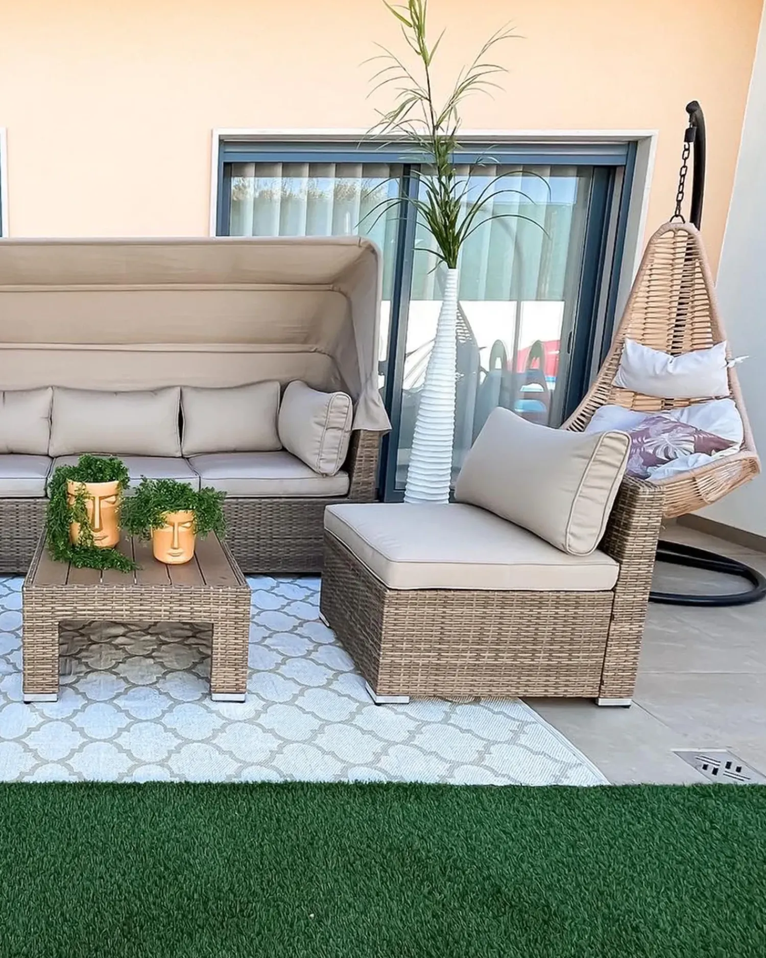 Outlet Beliani ATRI II Rattan sintetico (PE) Naturale Beige Marrone Nero