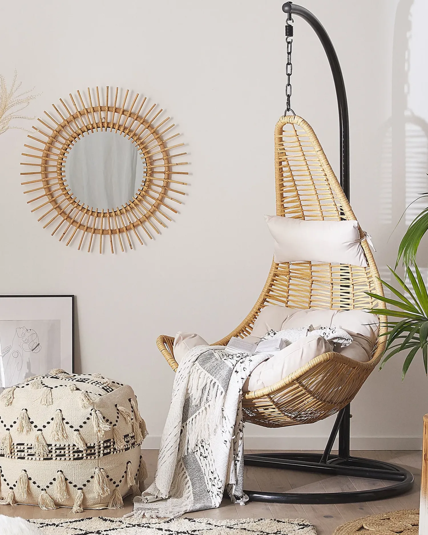 Outlet Beliani ATRI II Rattan sintetico (PE) Naturale Beige Marrone Nero
