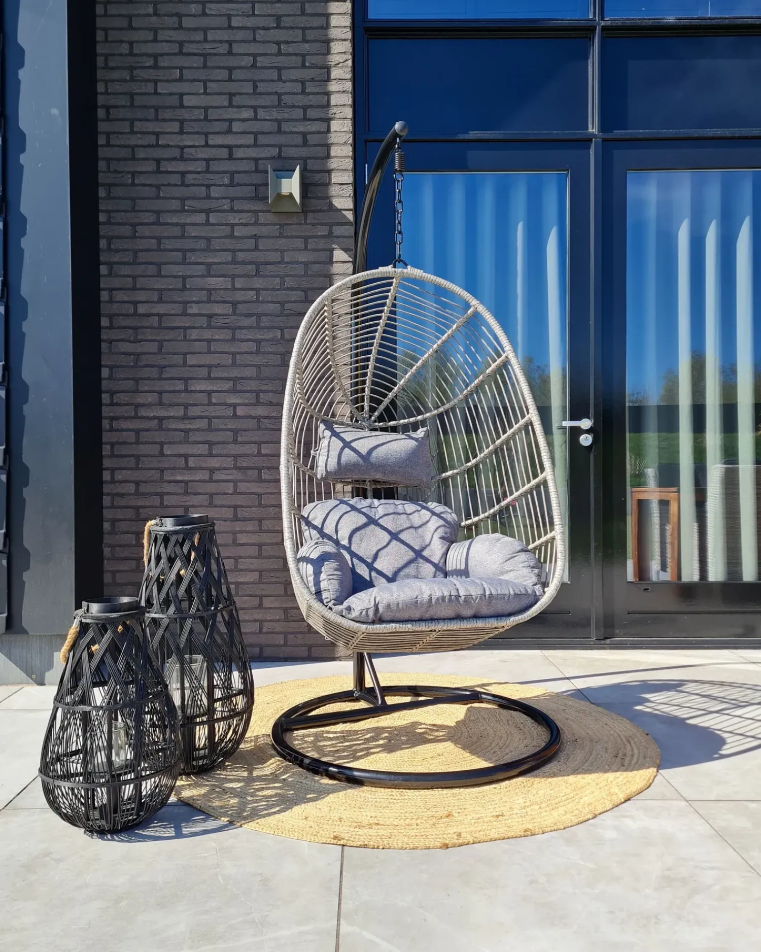 New Beliani CASOLI Rattan sintetico (PE) Grigio Grigio Nero