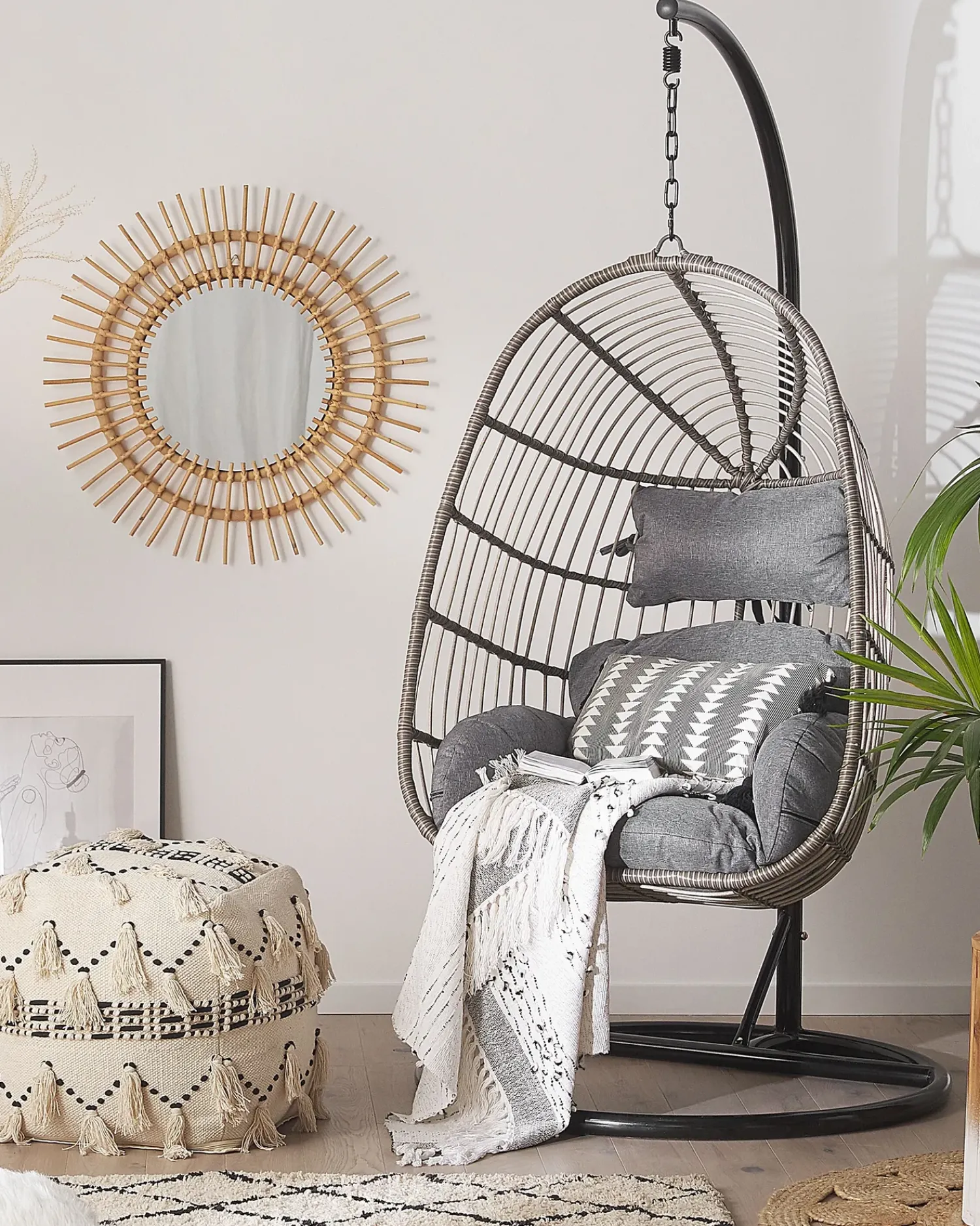 New Beliani CASOLI Rattan sintetico (PE) Grigio Grigio Nero