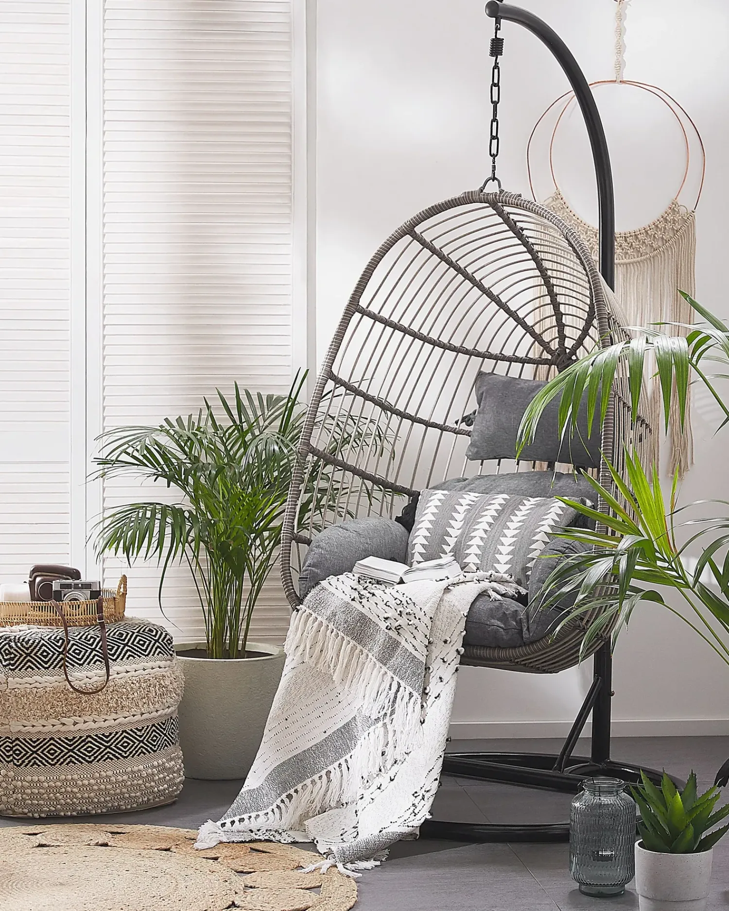 New Beliani CASOLI Rattan sintetico (PE) Grigio Grigio Nero