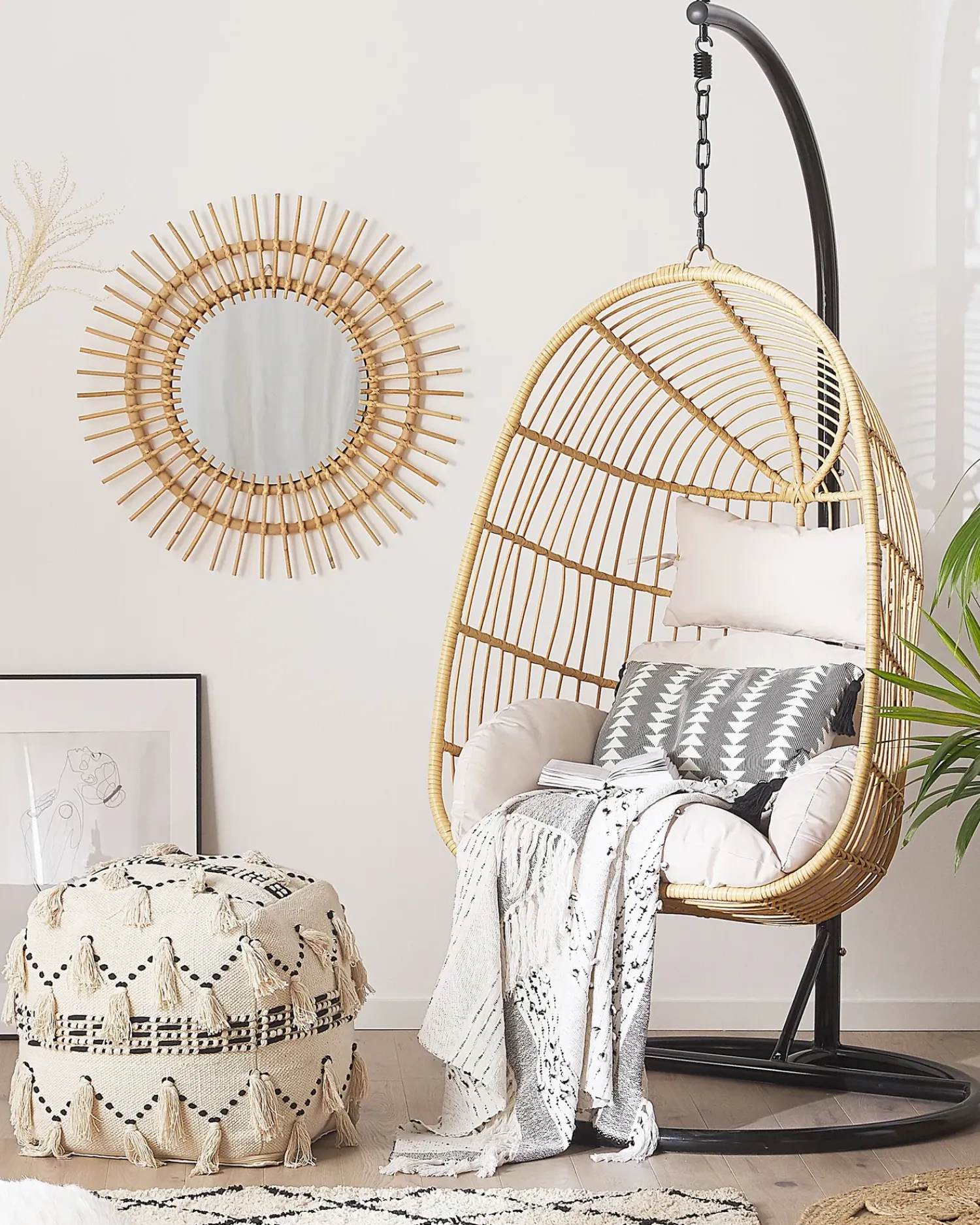 Discount Beliani CASOLI Rattan sintetico (PE) Naturale Bianco Marrone Nero