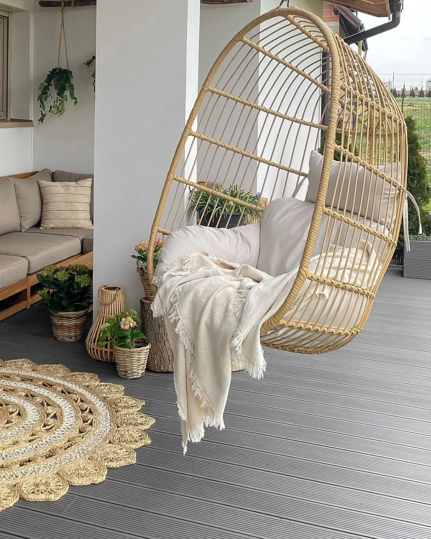 Discount Beliani CASOLI Rattan sintetico (PE) Naturale Bianco Marrone Nero