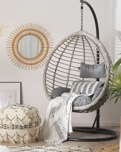 Beliani TOLLO Rattan sintetico (PE) Grigio Grigio Nero
