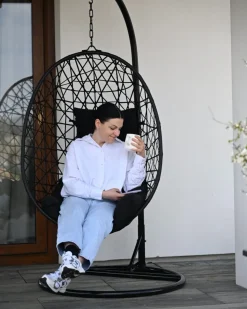 Hot Beliani ALATRI Rattan sintetico (PE) Nero