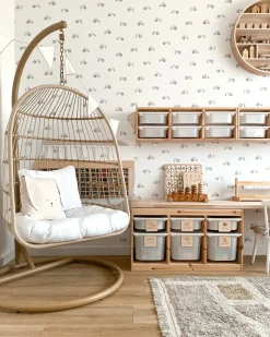 Sale Beliani Poltrona sospesa con supporto da pavimento ALLERA Rattan sintetico (PE) Beige Bianco Beige Naturale
