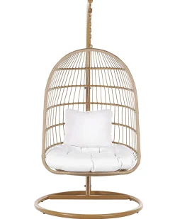 Sale Beliani Poltrona sospesa con supporto da pavimento ALLERA Rattan sintetico (PE) Beige Bianco Beige Naturale